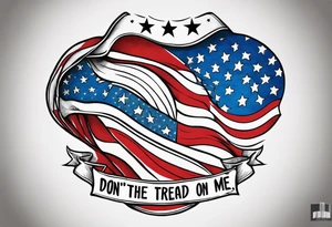 American patriotic forearm tattoo that includes the American flag, the phrase "We The People", and the phrase "Don't Tread on Me" tattoo idea