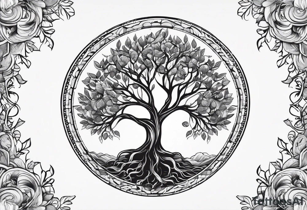Tree of life in a circle tattoo idea