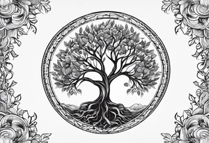 Tree of life in a circle tattoo idea