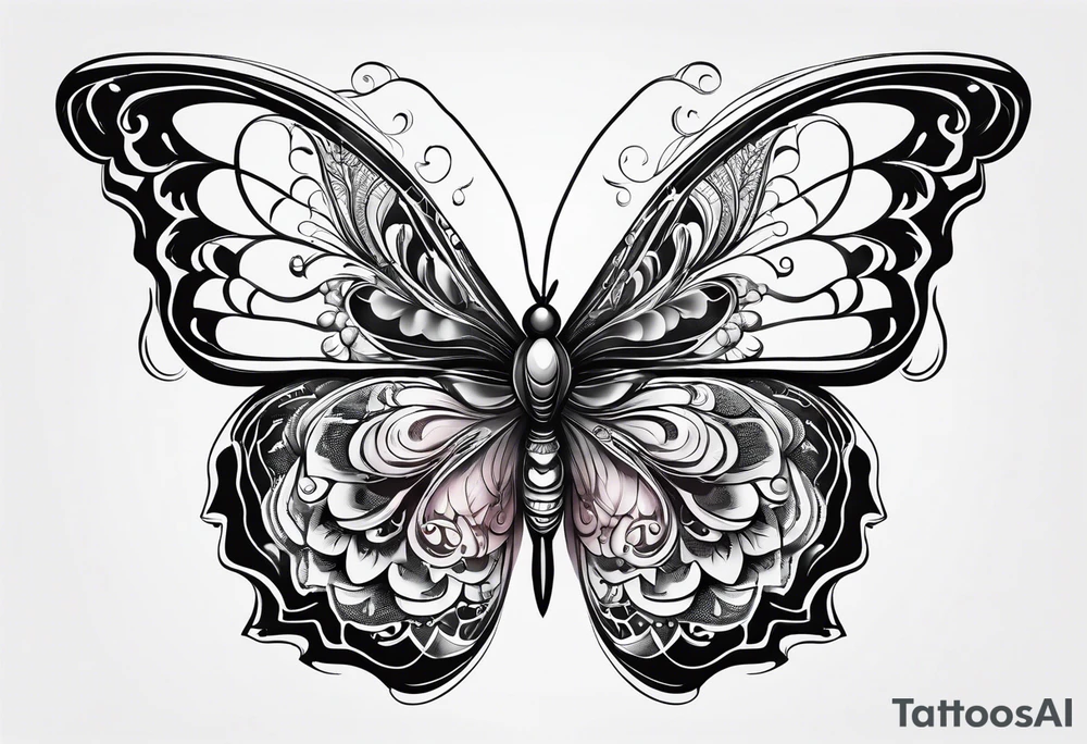 A butterfly mixed with brain on your wings tattoo idea