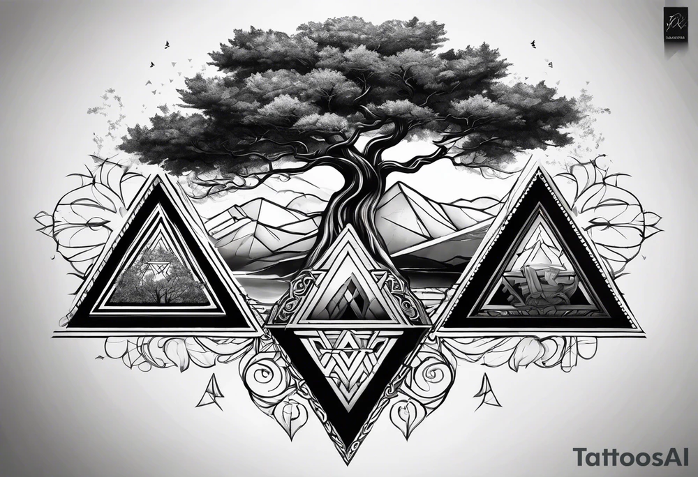yggdrasil
3 line triangles behind tattoo idea