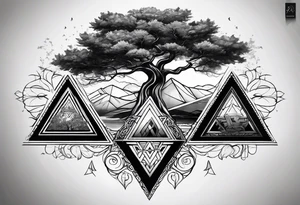 yggdrasil
3 line triangles behind tattoo idea