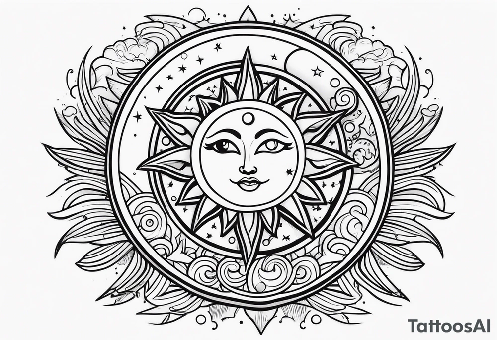 Sun and moon tattoo idea