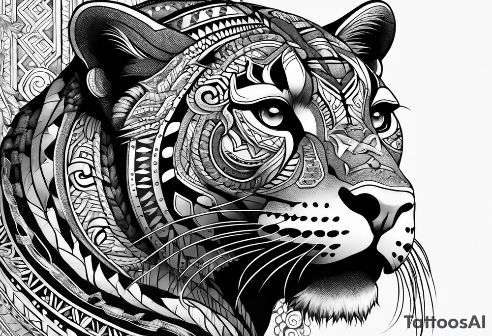 aztec black jaguar with snake tattoo idea