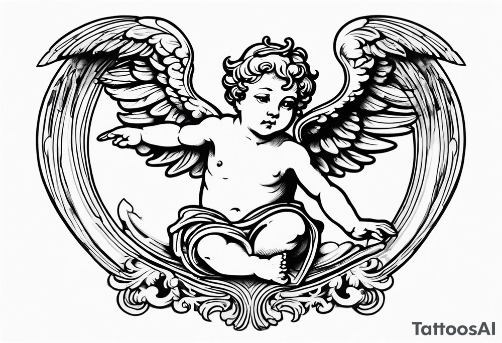renaissance style cherub full body tattoo idea