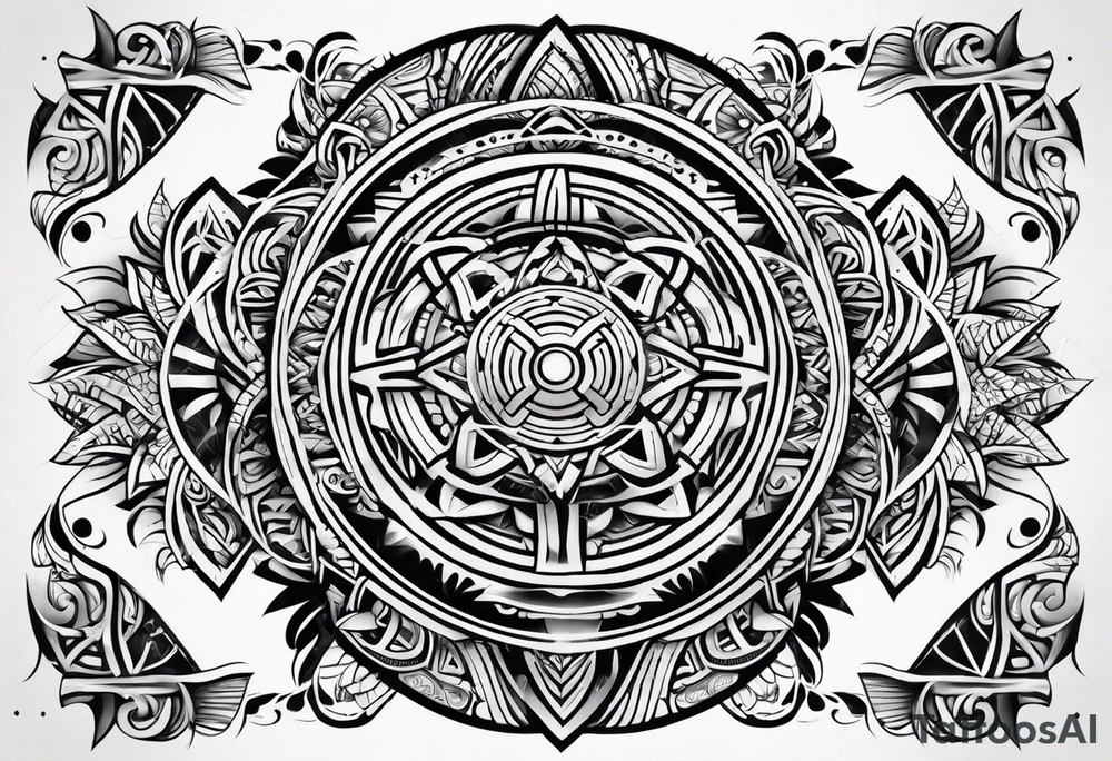 Polynesian tribal pattern forearm tattoo idea
