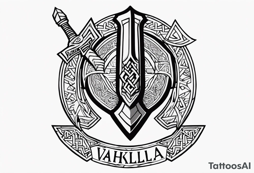 Valhalla sword
dragon axe Valknut helm of awe tattoo idea
