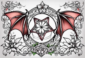 Vines flowers bat stars tattoo idea