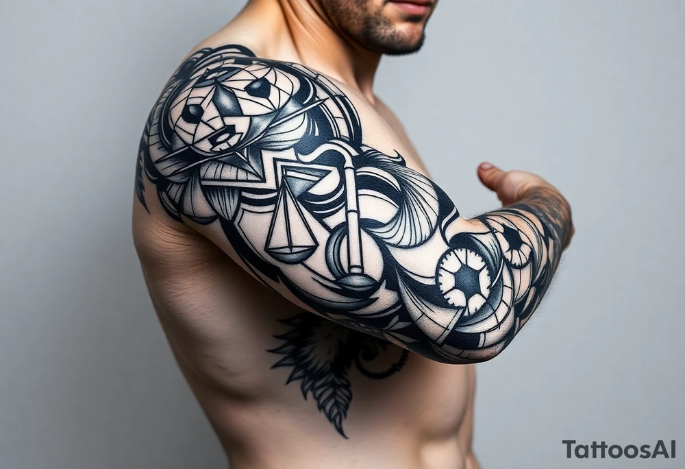 Computer code software developer, father of 6, masculine , strength, overcome, Libra, tattoo idea