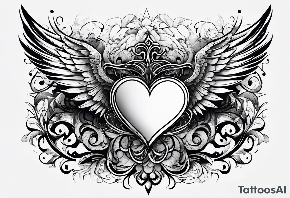 A heart in the form of the number 22 with wings tattoo idea
