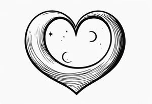 Crescent moon with a love heart inside tattoo idea
