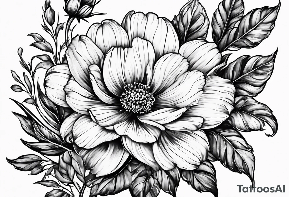 September birth flower with roman numerals IX-VI-LVII tattoo idea