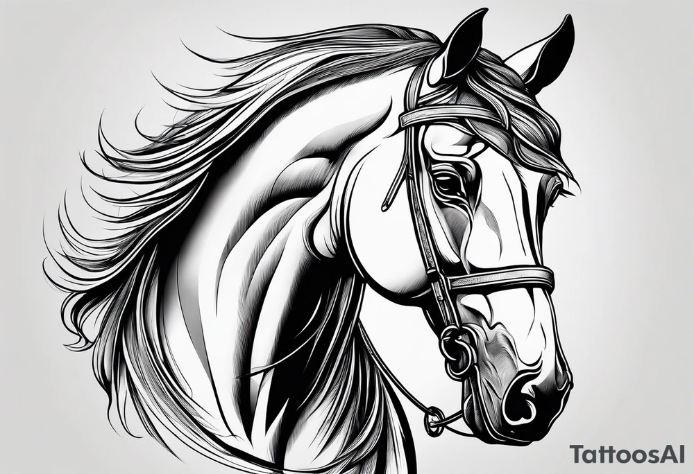 Horse drawn using simple lines tattoo idea