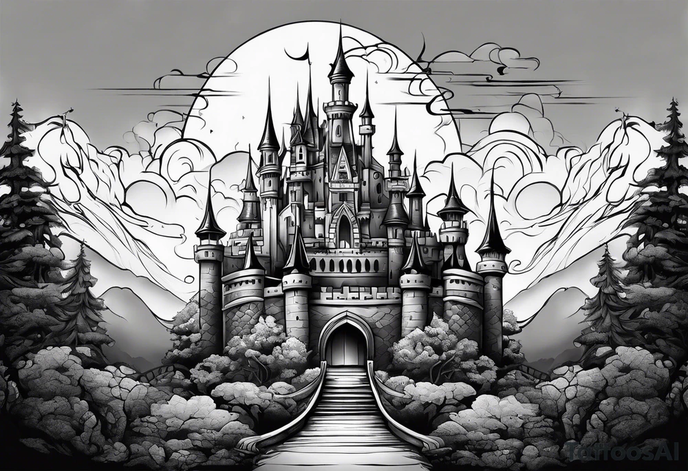 ghotic castle tattoo idea