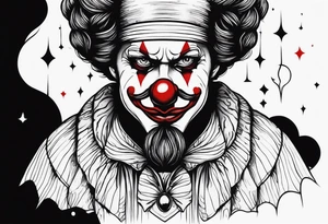 Sad clown with patchy beard tattoo idea