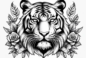 tiger with a rose tattoo idea
