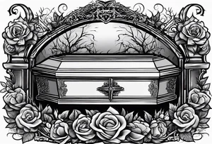 Plain Coffin in graveyard tattoo idea