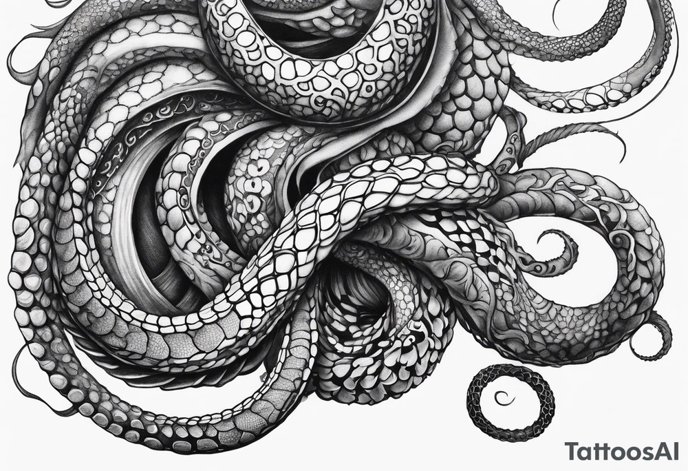 natural real entwined tentacle tattoo idea