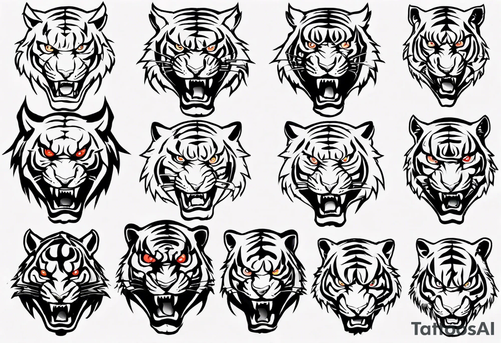 katana daemon tiger head tattoo idea