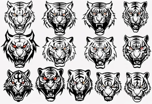 katana daemon tiger head tattoo idea