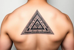 aztec triangle with intricate pattern, composed of interlocking blocks tattoo idea