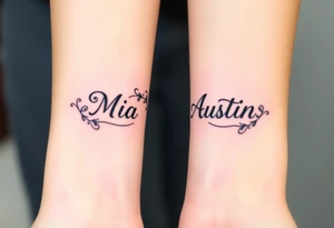 Infinity symbol with the name's Mia and Austin tattoo idea