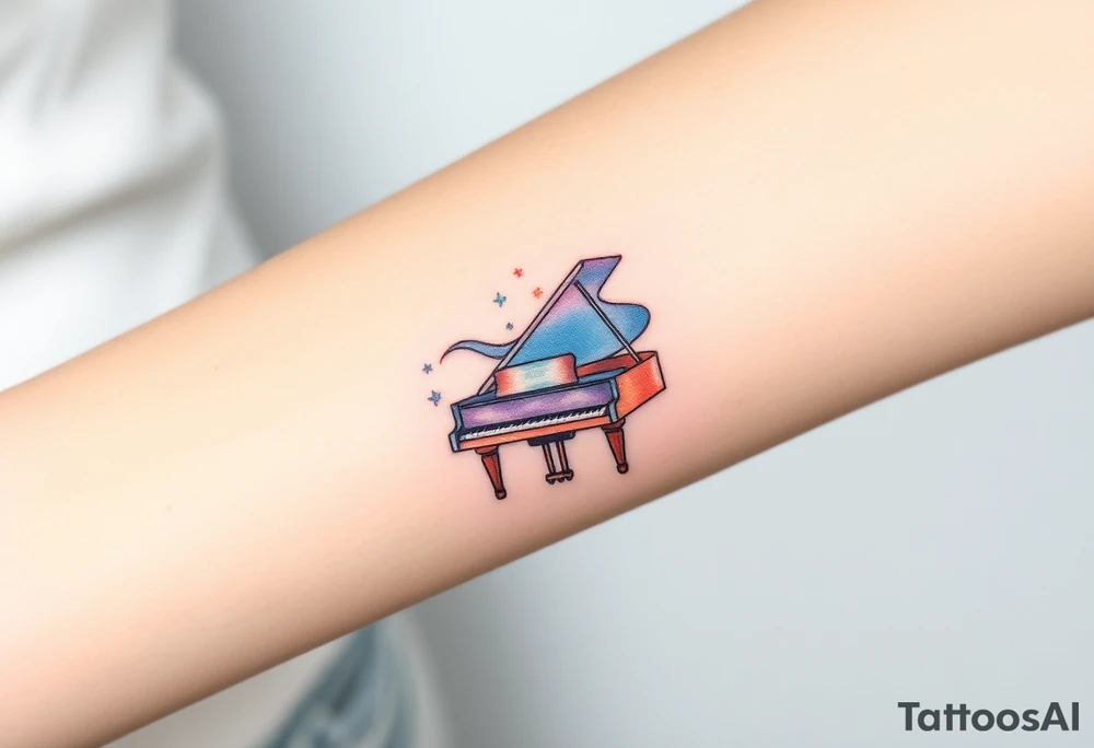 dreamy grand piano under the stars tattoo idea