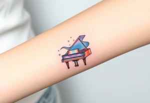 dreamy grand piano under the stars tattoo idea