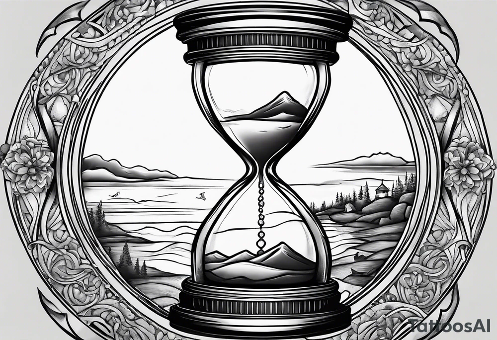 hourglass grandfather memorial sunset simple design tattoo idea