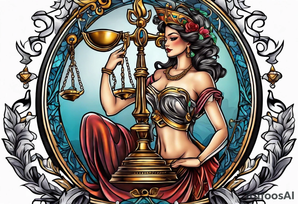 Themis with scales in hands tattoo idea
