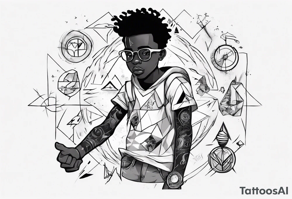 Adventurous black boy who is playful and has zero fear and ready to tackle the world tattoo idea