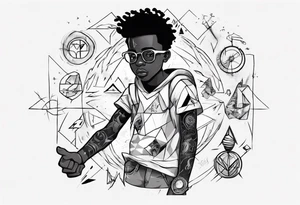 Adventurous black boy who is playful and has zero fear and ready to tackle the world tattoo idea