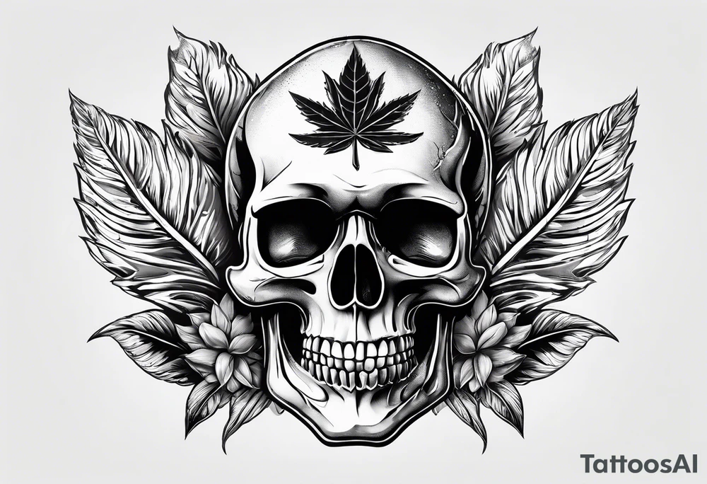 skull with a pot leaf tattoo idea