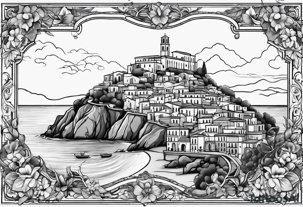 Outline of the region of the  Calabria map tattoo idea