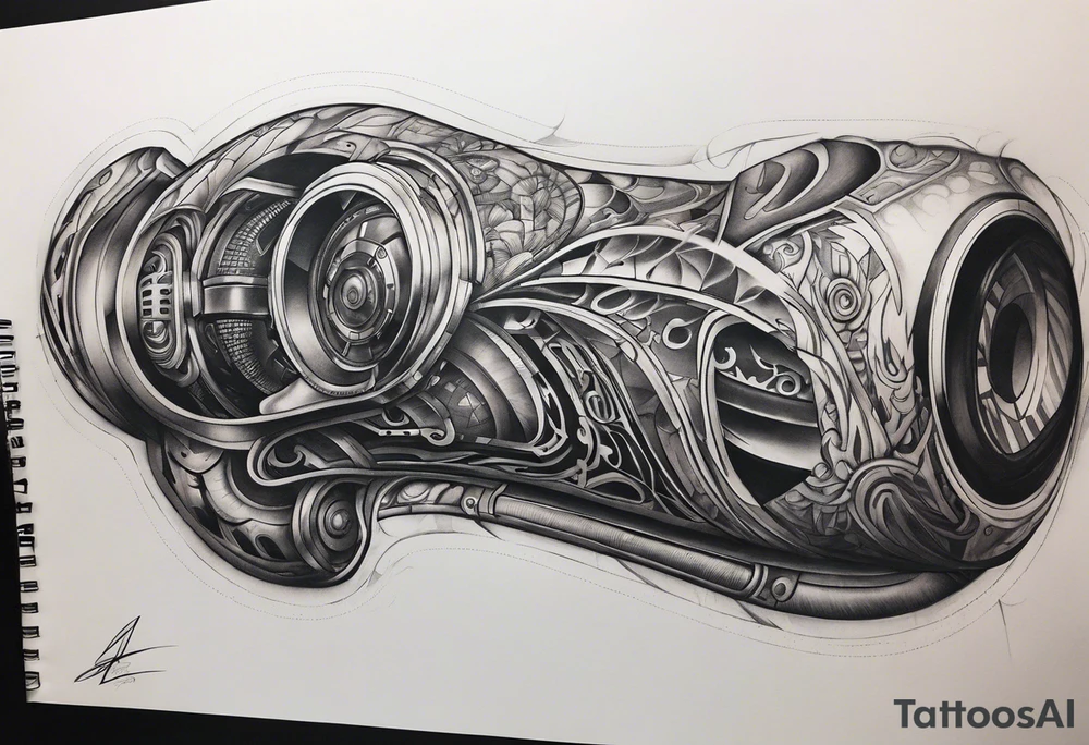 a biomechanical armsleeve tattoo idea