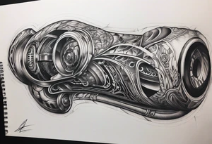 a biomechanical armsleeve tattoo idea