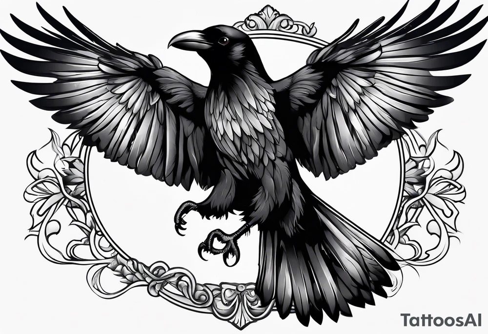 crow with open wings tattoo idea