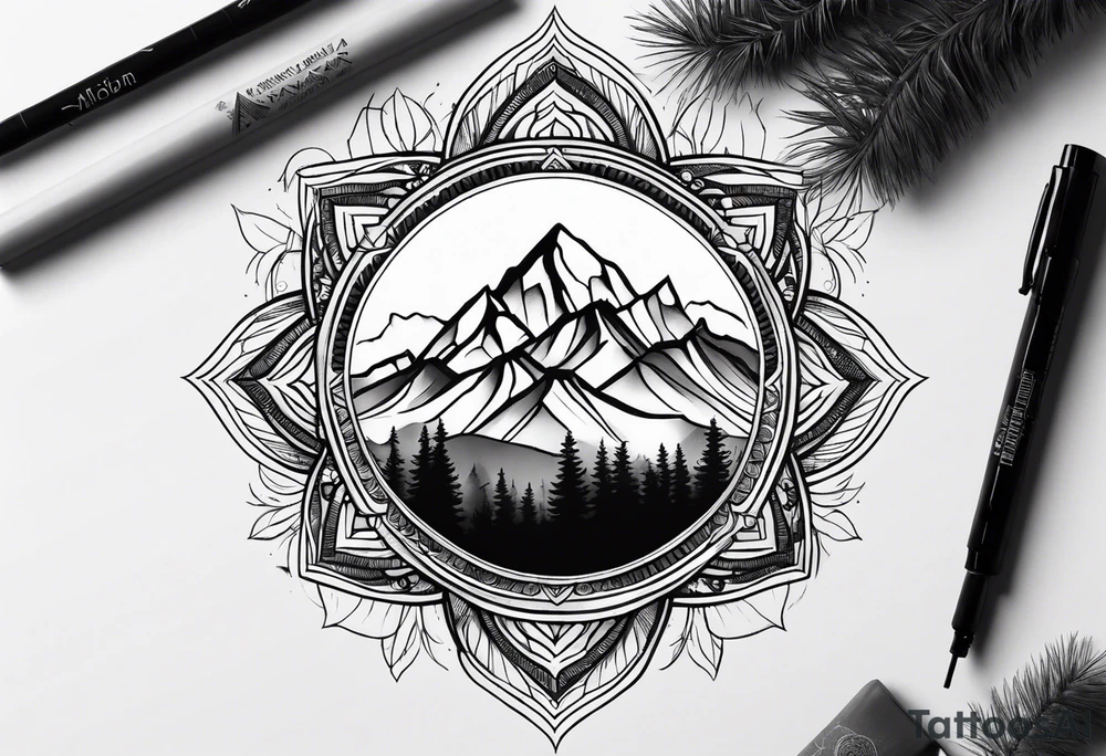 Himalaya mountain range Mandala tattoo idea