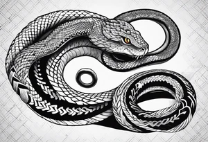 angry snake coiled around a sword tattoo idea