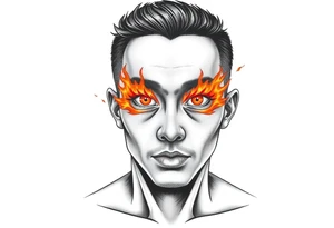 Handsome Asian young guy with burning eyes tattoo idea