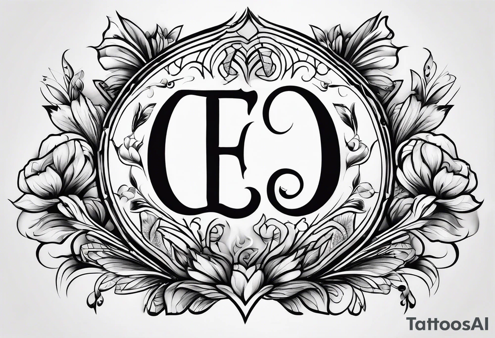 Make a shape by combining letters E, U, B tattoo idea