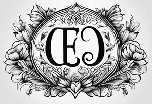 Make a shape by combining letters E, U, B tattoo idea
