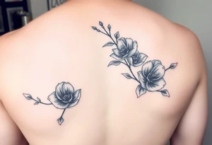Feminine, romantic, black and white, wispy, flowers, eucalyptus tattoo idea