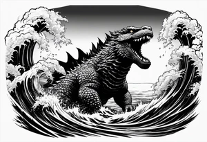 1995 Godzilla in the ocean tattoo idea