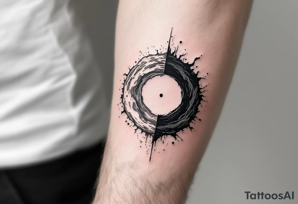 2 different worlds on both sides of a black hole tattoo idea