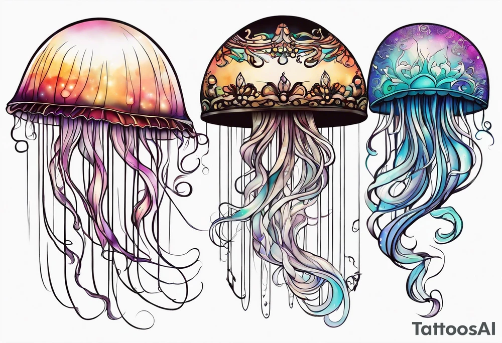 a jellyfish, with the word "Wisp" in cursive writing tattoo idea