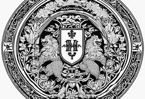 family crest with Whidbey Island, Cambodia, Scotland, Ghana, Liberia, Haiti tattoo idea
