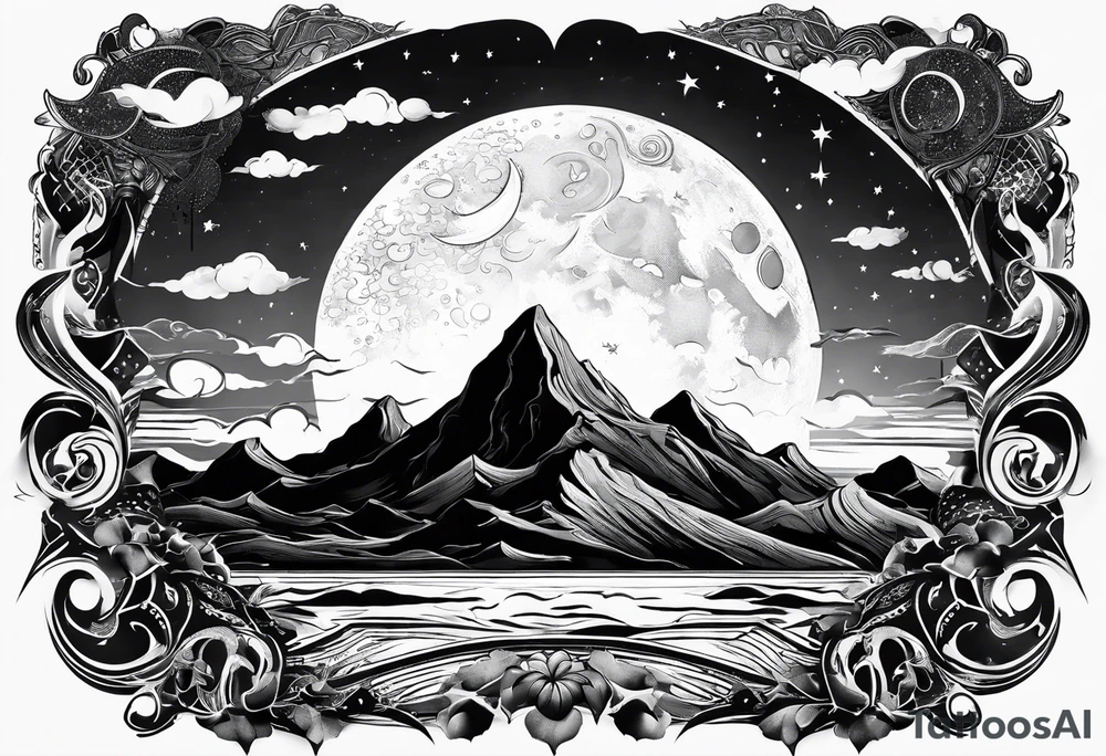 moon and sky tattoo idea