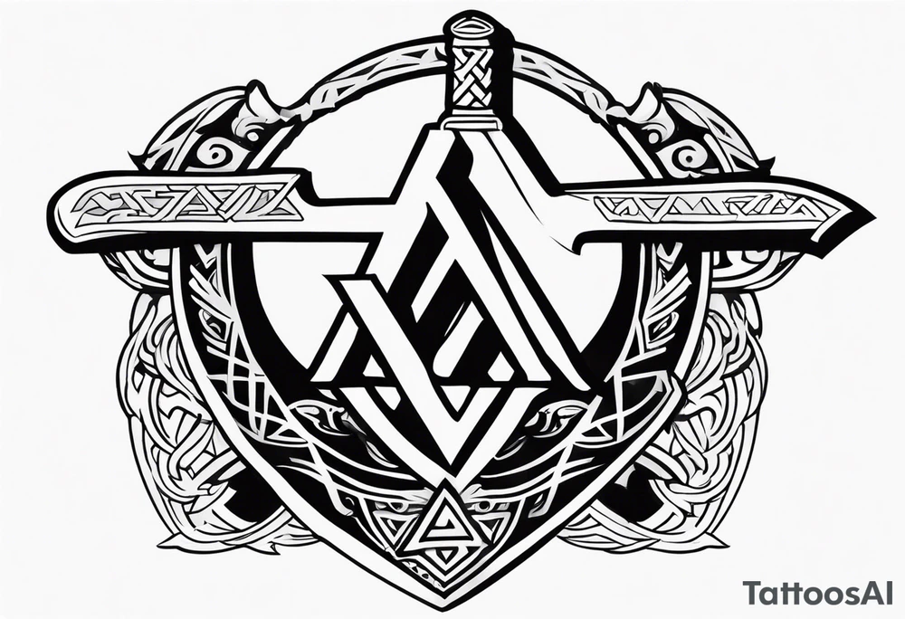 Valhalla 
valknut sword axe tattoo idea