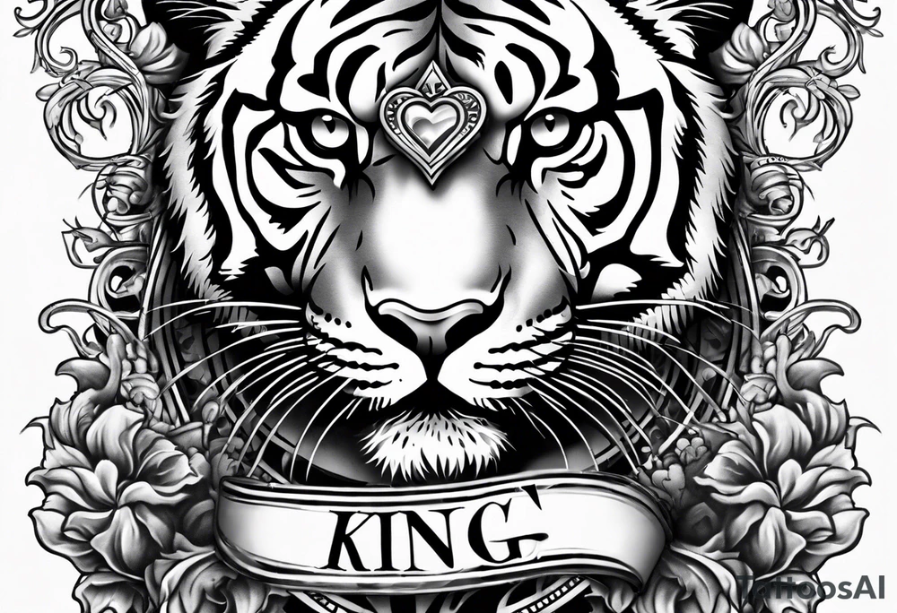 King tiger Hour glass with Brain and heart inside arm sleeve tattoo idea